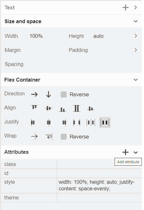 designer 3 properties panel