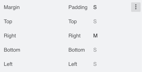 designer size space margin padding